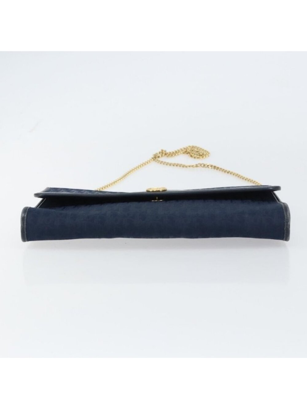 Authentic Christian Dior Trotter Canvas Chain Shoulder Bag Navy Gold - Picture 12 of 16